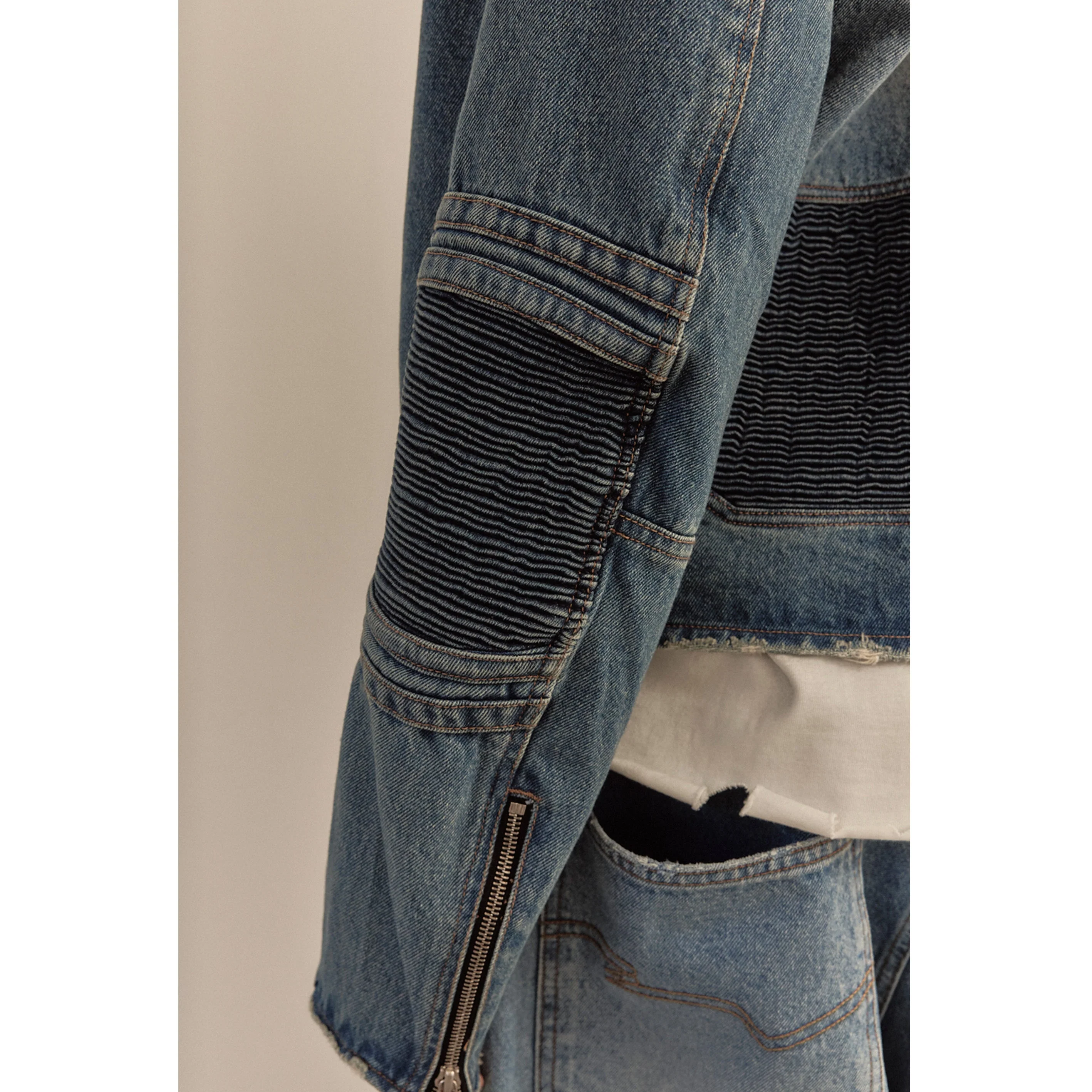 WIDE DENIM RIDER JACKET / BLUE - Image 42