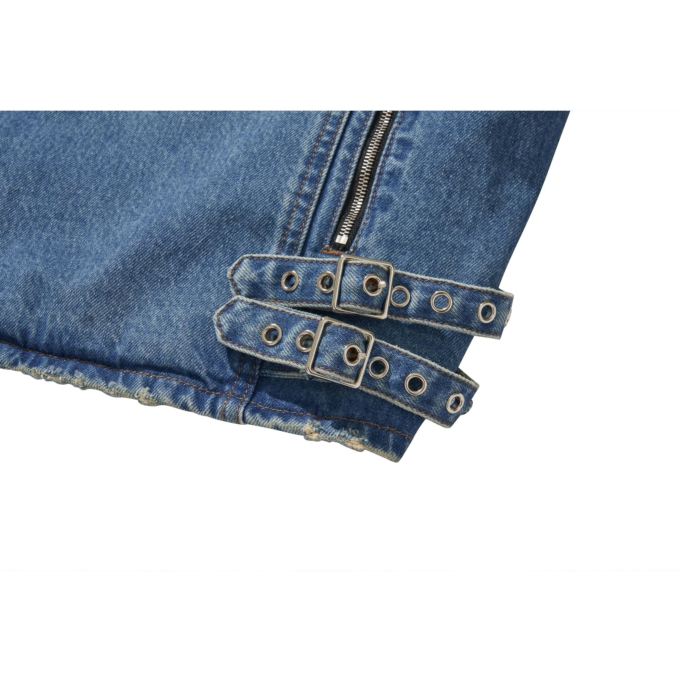 WIDE DENIM RIDER JACKET / BLUE - Image 56