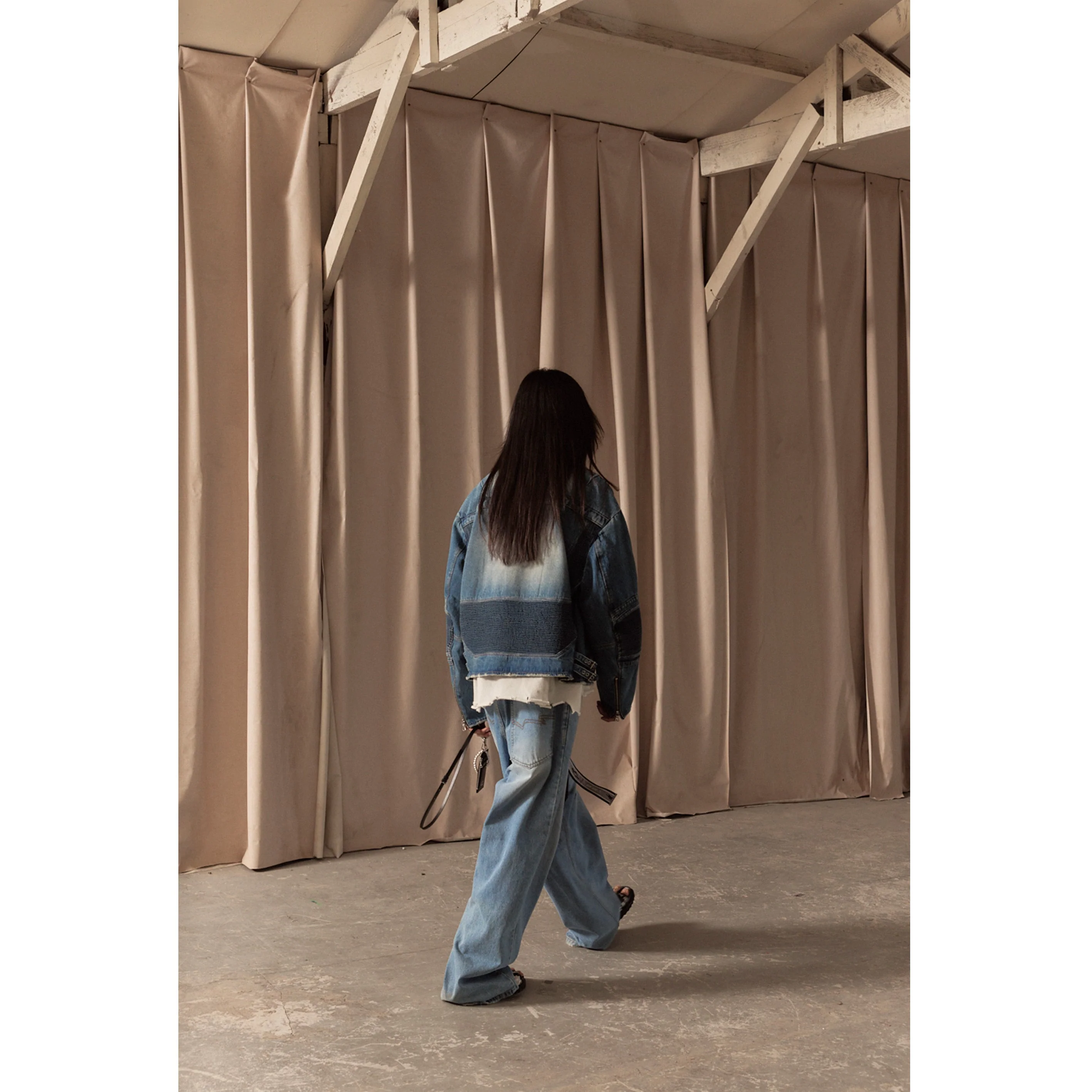 WIDE DENIM RIDER JACKET / BLUE - Image 72
