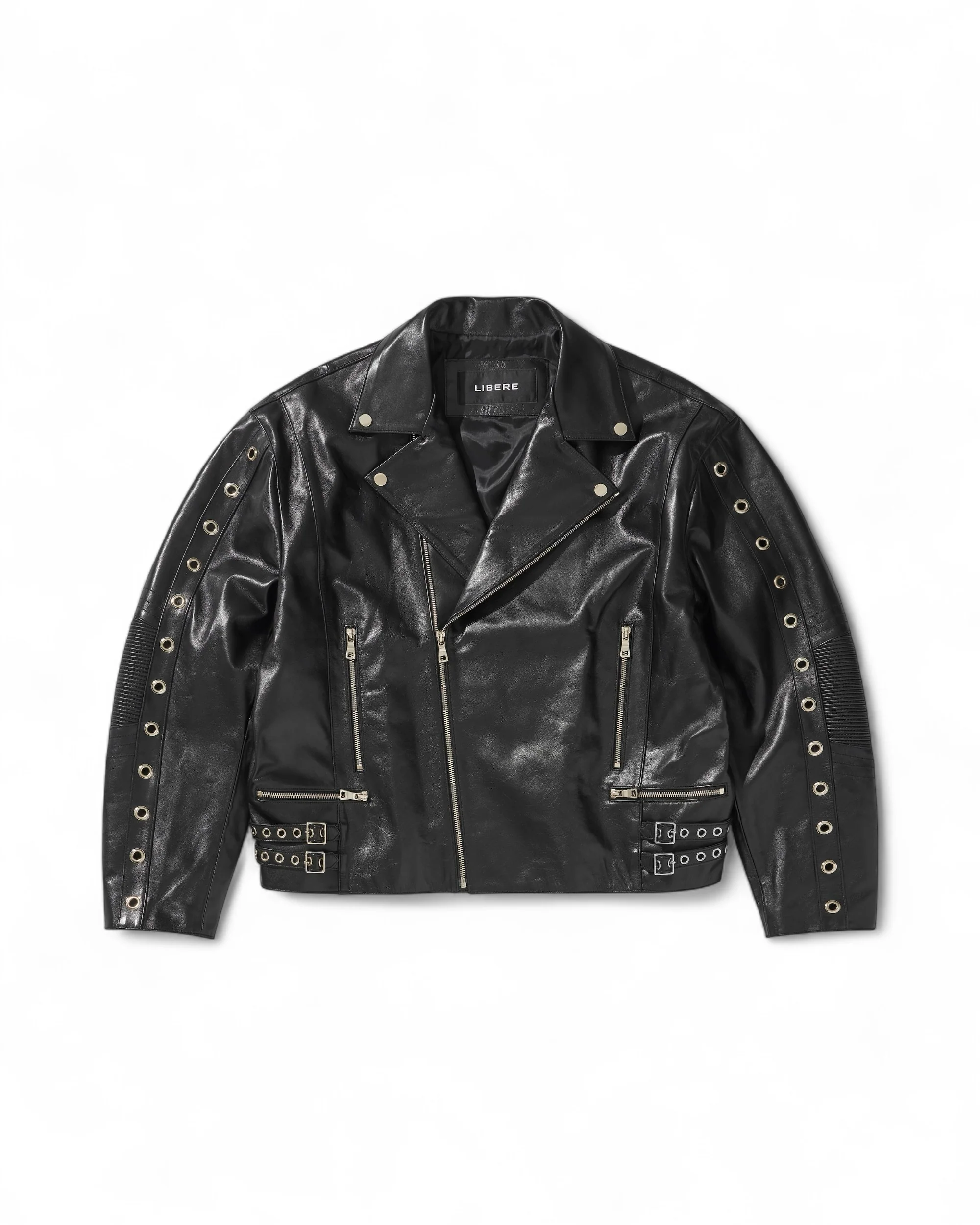 WIDE LEATHER RIDER JACKET / BLACK