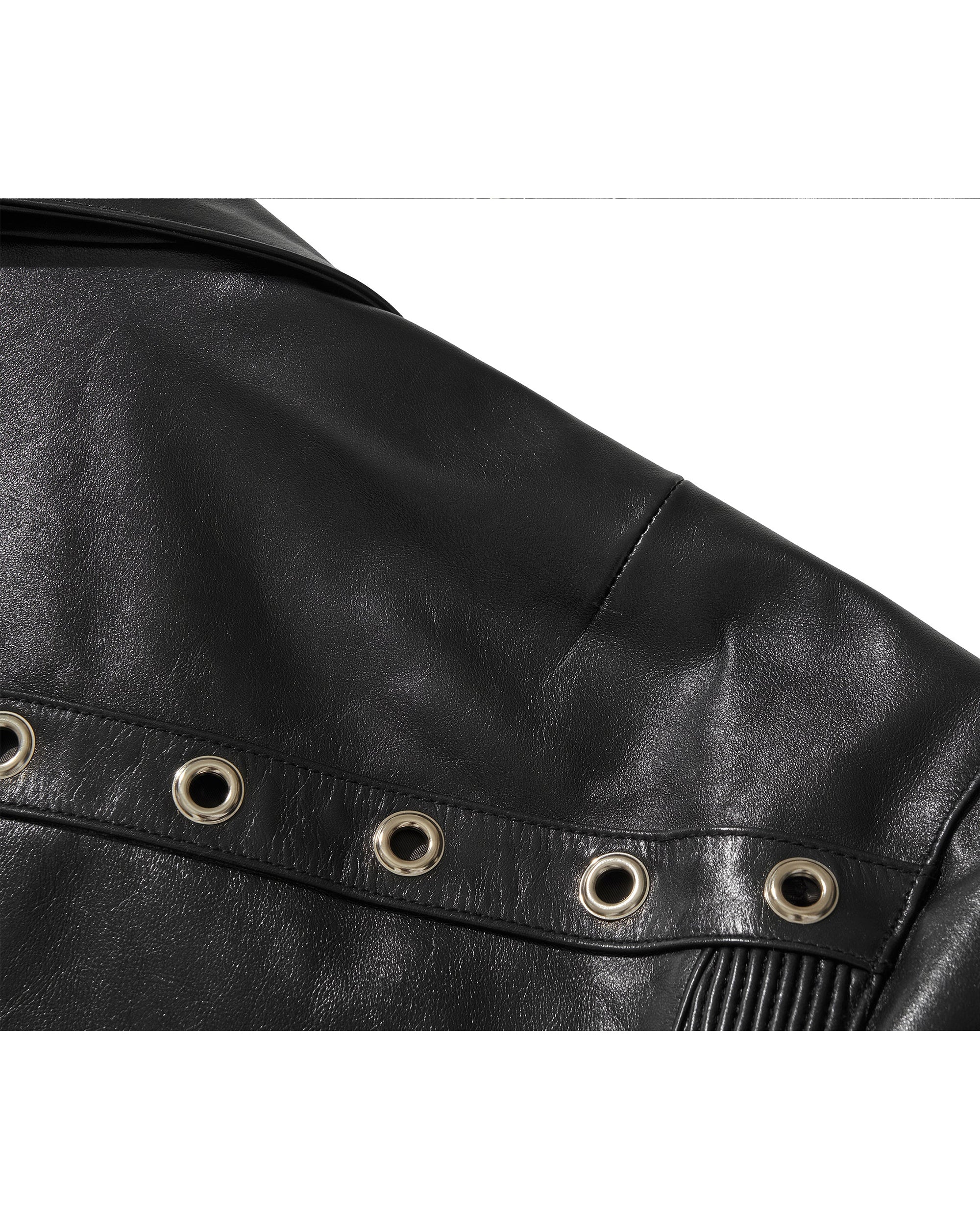 WIDE LEATHER RIDER JACKET / BLACK - Image 13