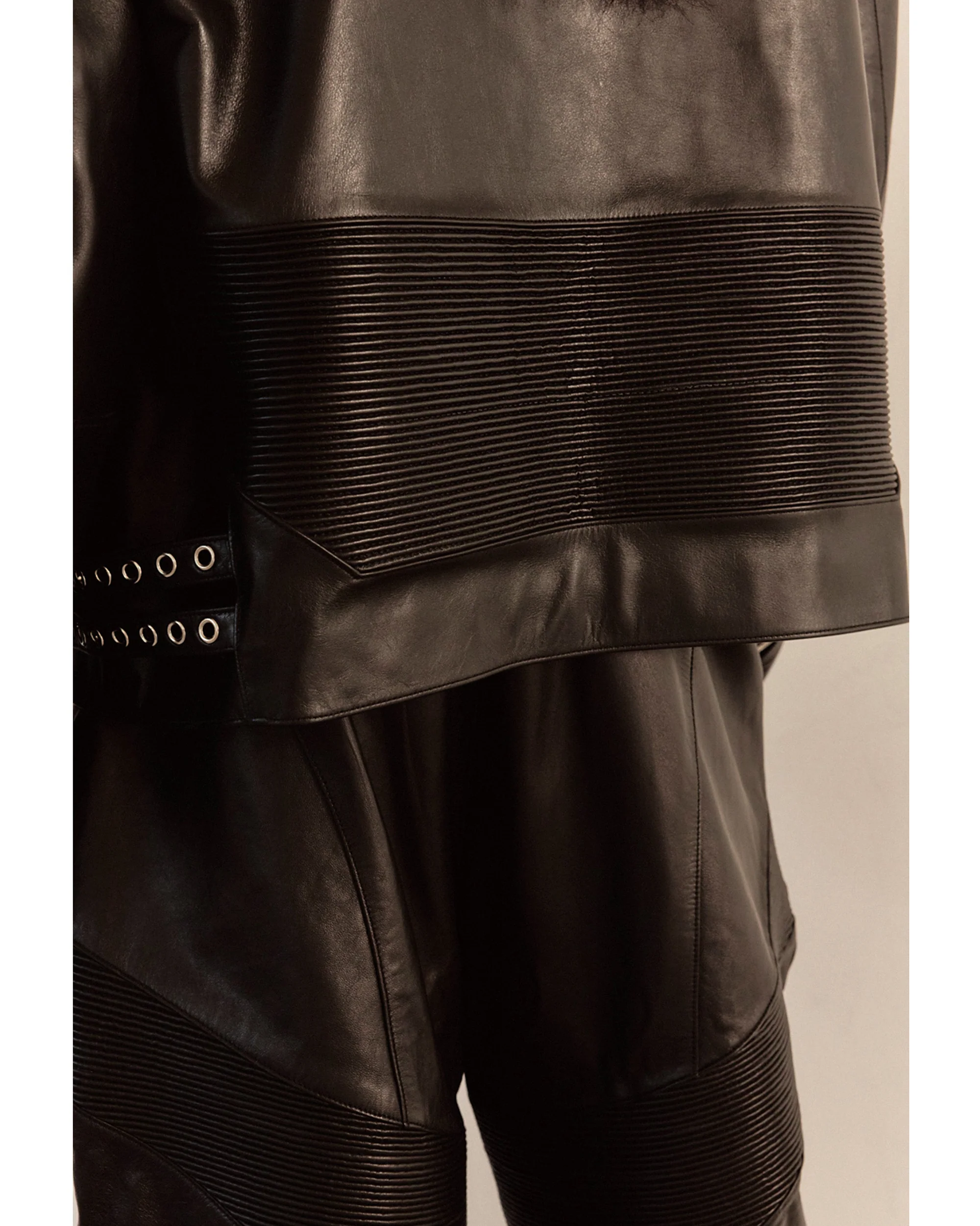 WIDE LEATHER RIDER JACKET / BLACK - Image 14