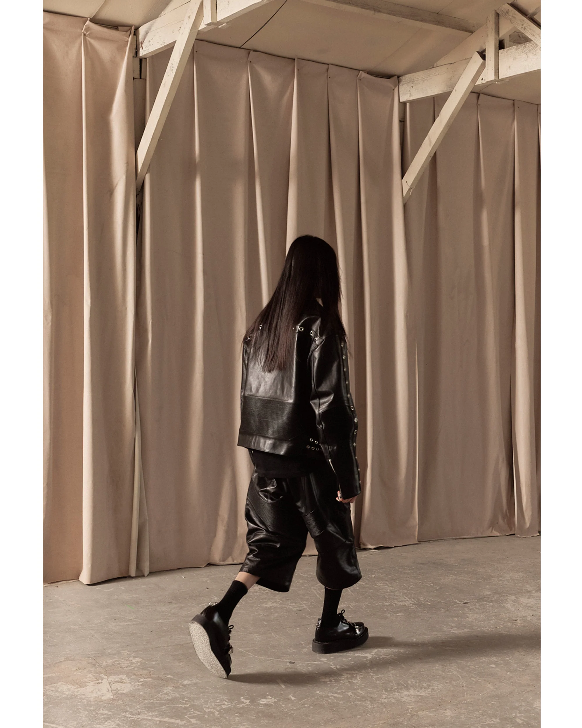 WIDE LEATHER RIDER JACKET / BLACK - Image 16