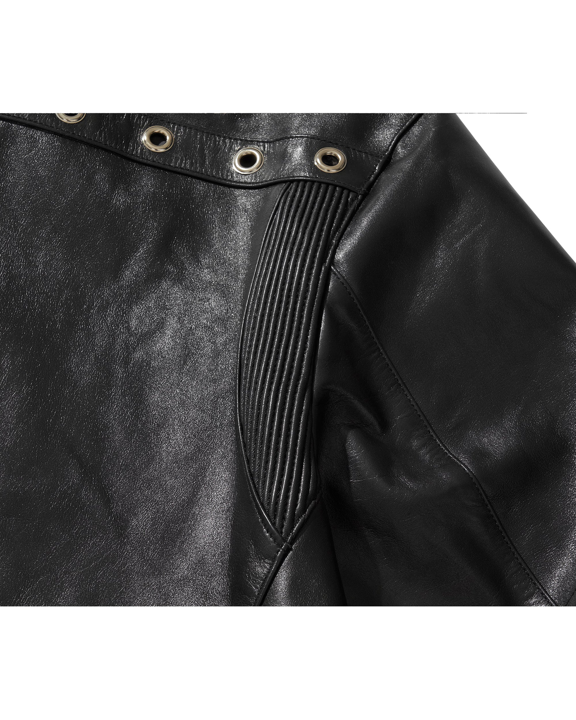 WIDE LEATHER RIDER JACKET / BLACK - Image 17
