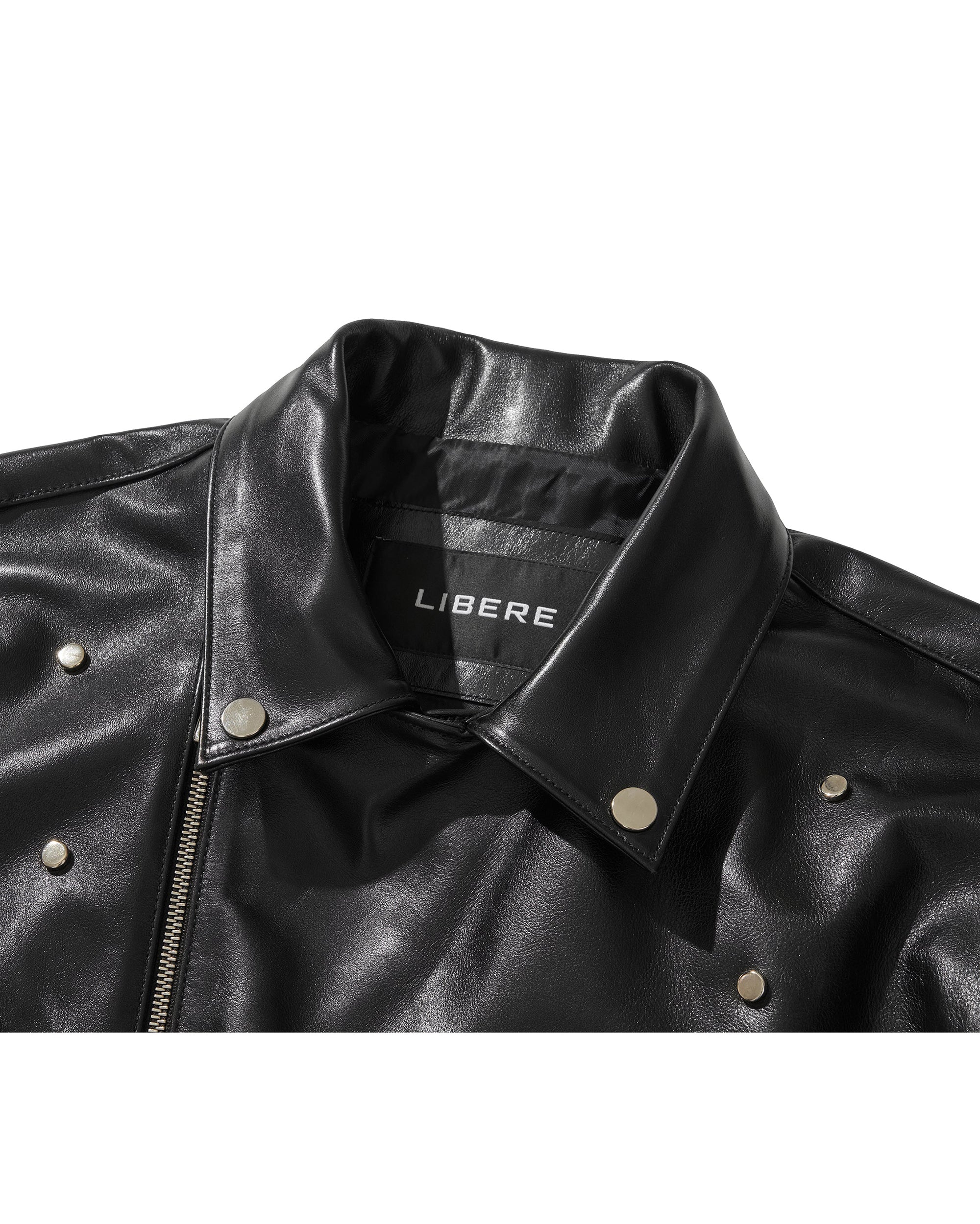 WIDE LEATHER RIDER JACKET / BLACK - Image 21