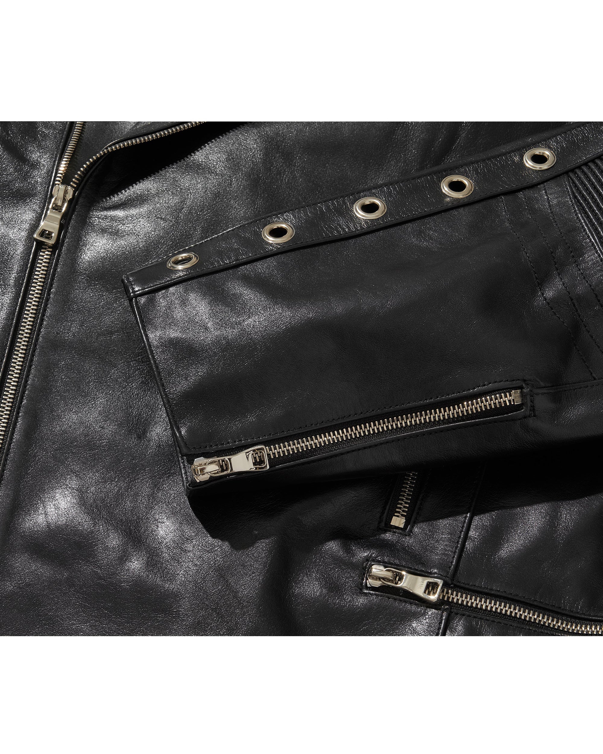 WIDE LEATHER RIDER JACKET / BLACK - Image 22