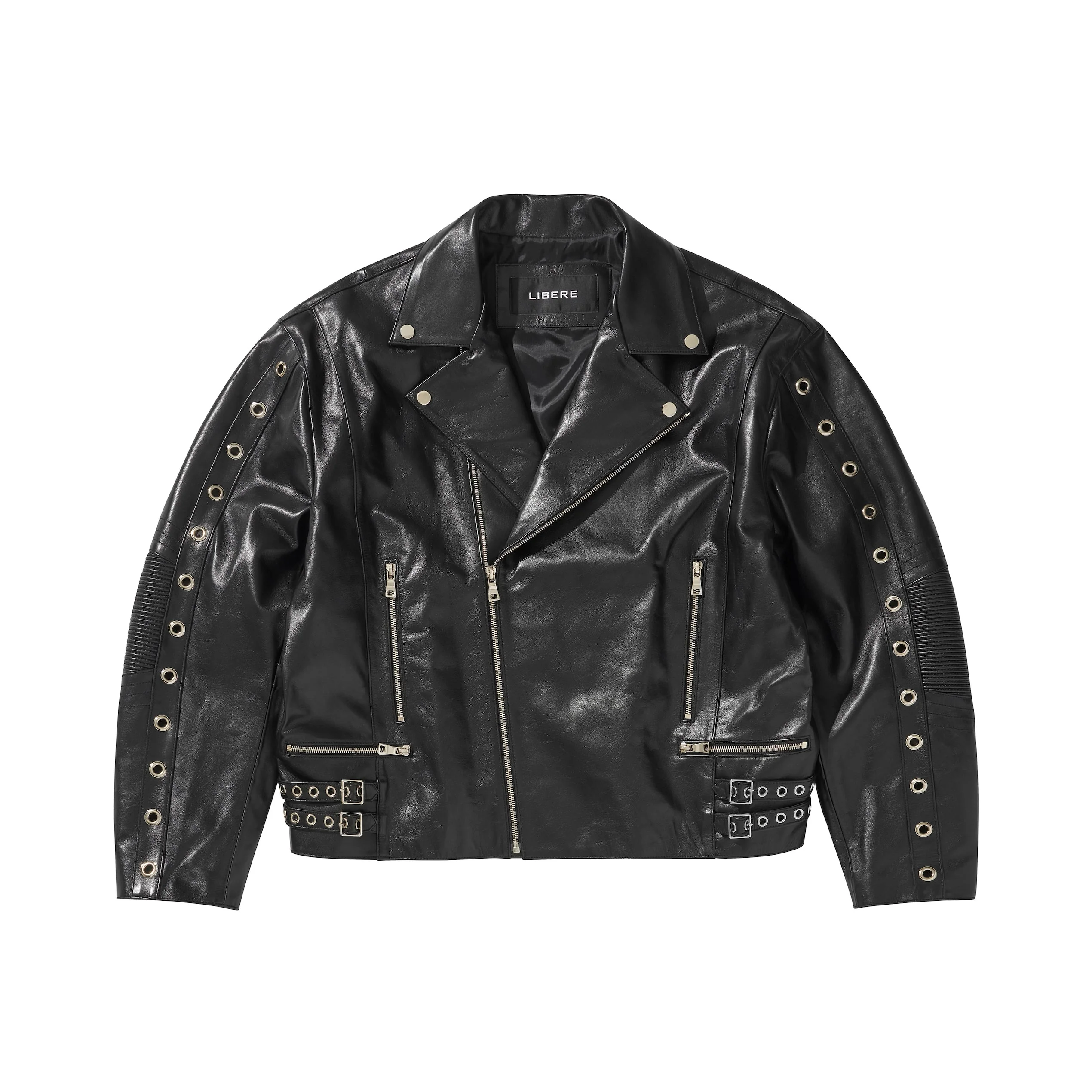 WIDE LEATHER RIDER JACKET / BLACK - Image 24