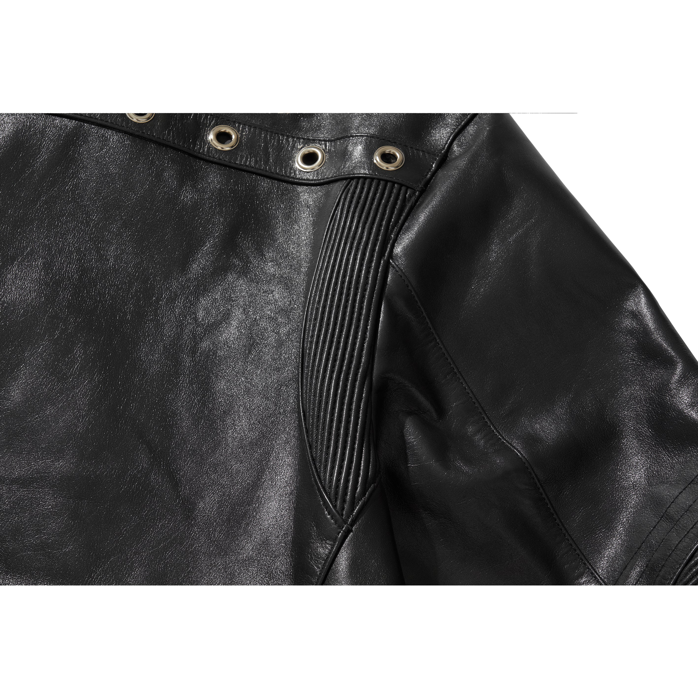 WIDE LEATHER RIDER JACKET / BLACK - Image 27