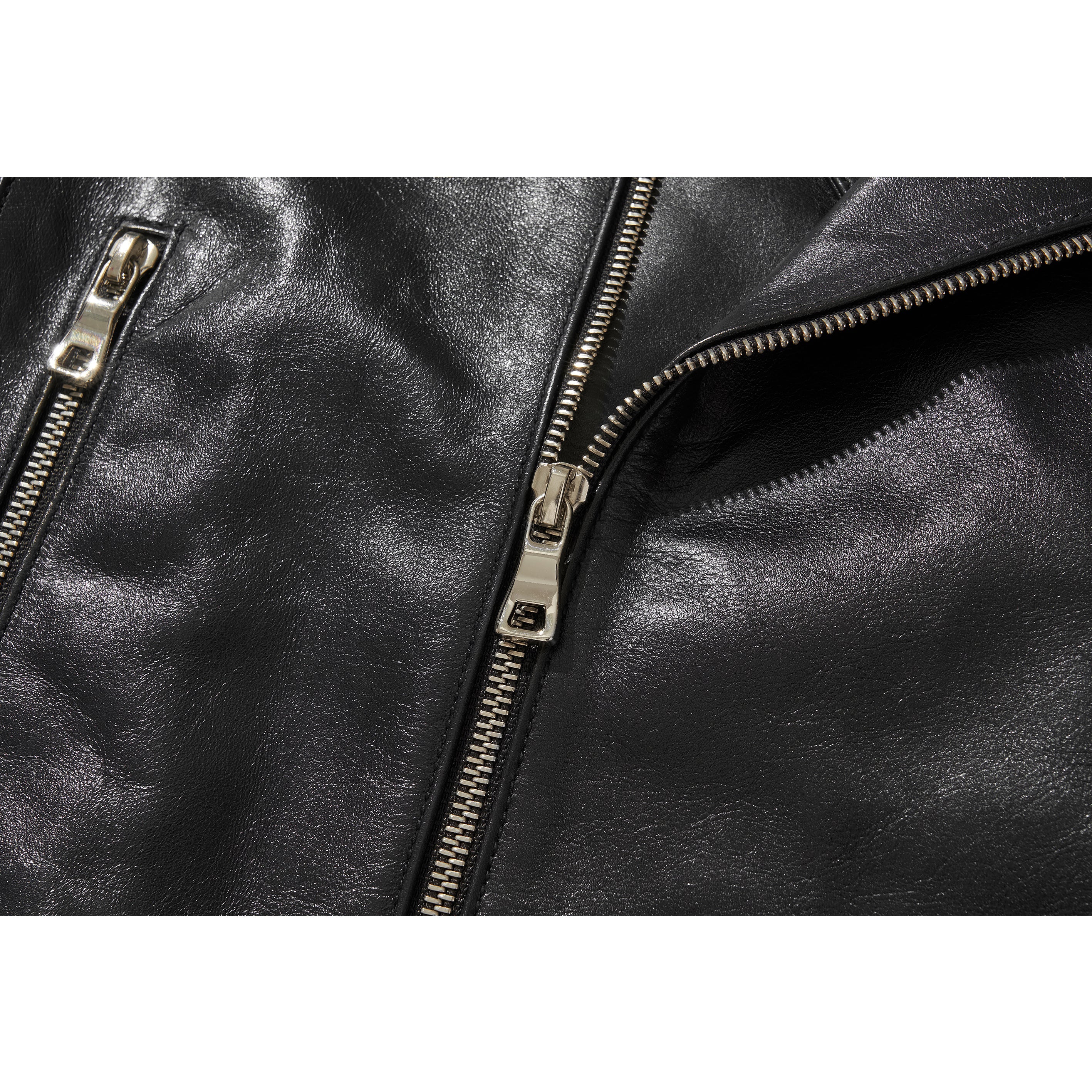 WIDE LEATHER RIDER JACKET / BLACK - Image 30