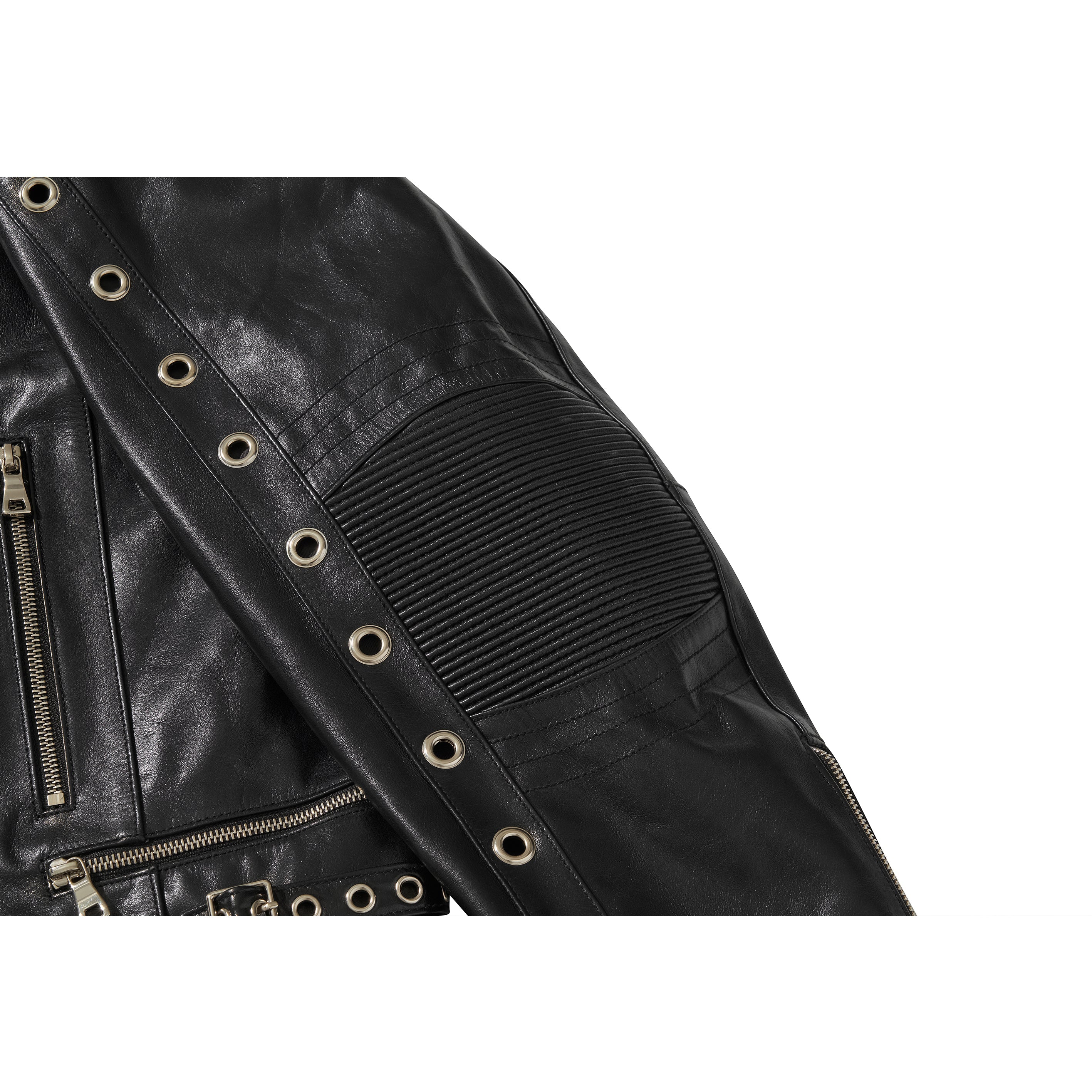 WIDE LEATHER RIDER JACKET / BLACK - Image 34