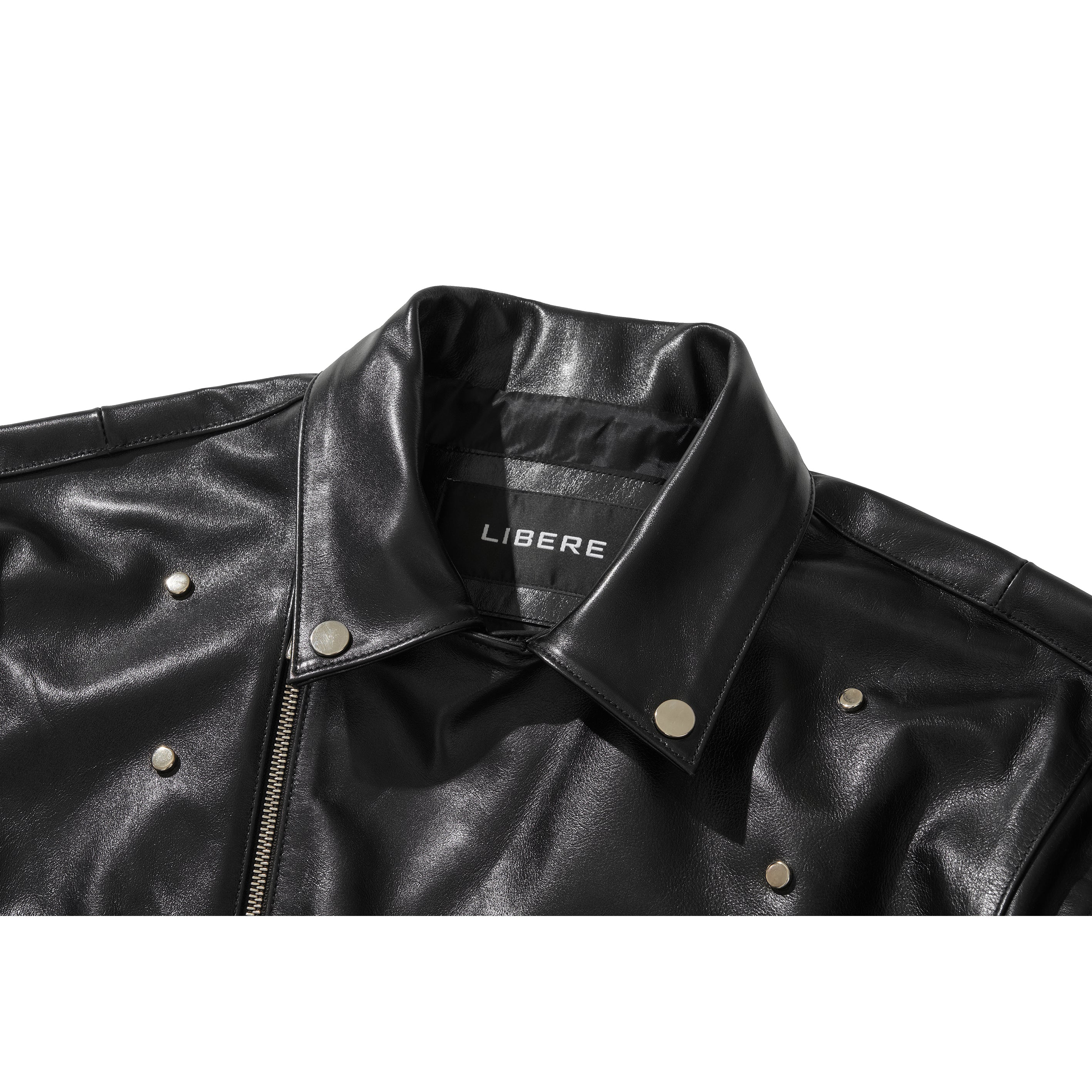 WIDE LEATHER RIDER JACKET / BLACK - Image 35