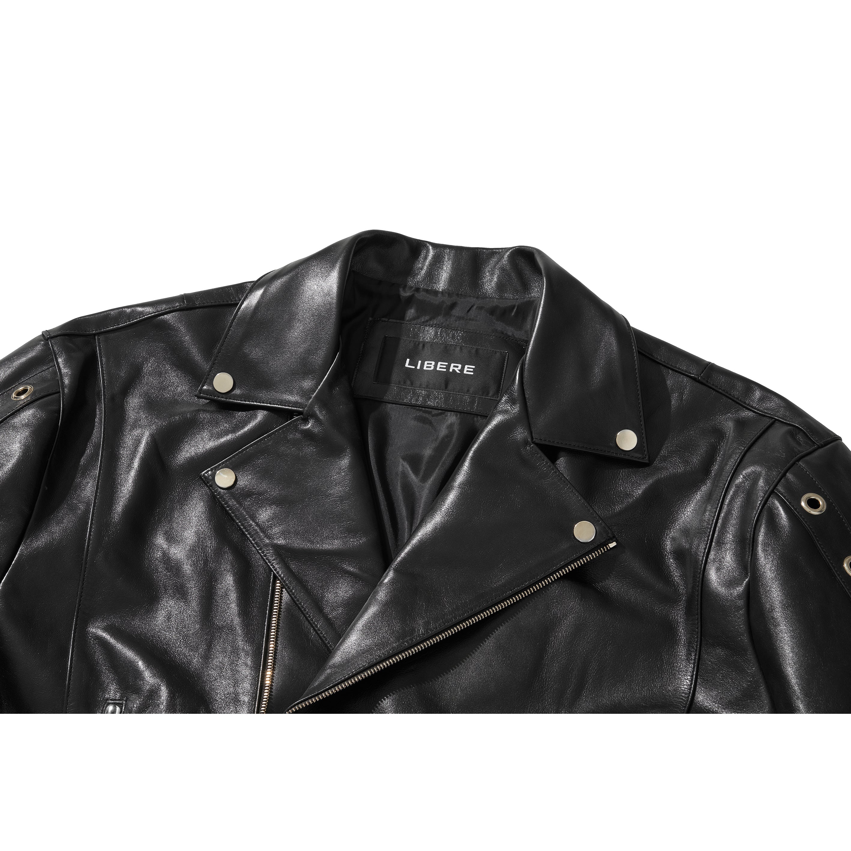WIDE LEATHER RIDER JACKET / BLACK - Image 36