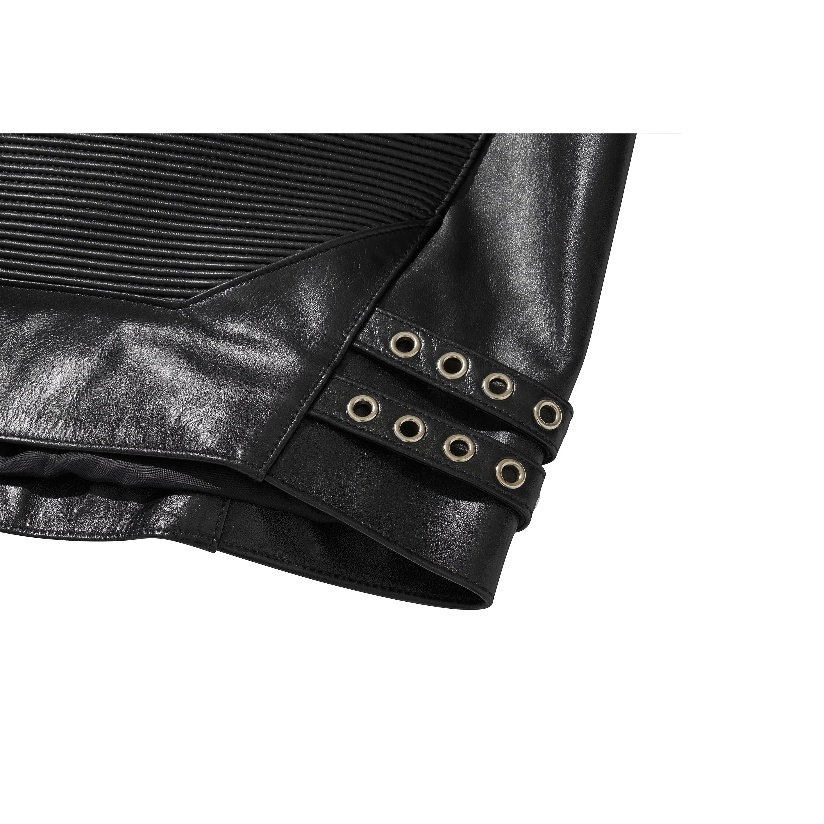 WIDE LEATHER RIDER JACKET / BLACK - Image 37