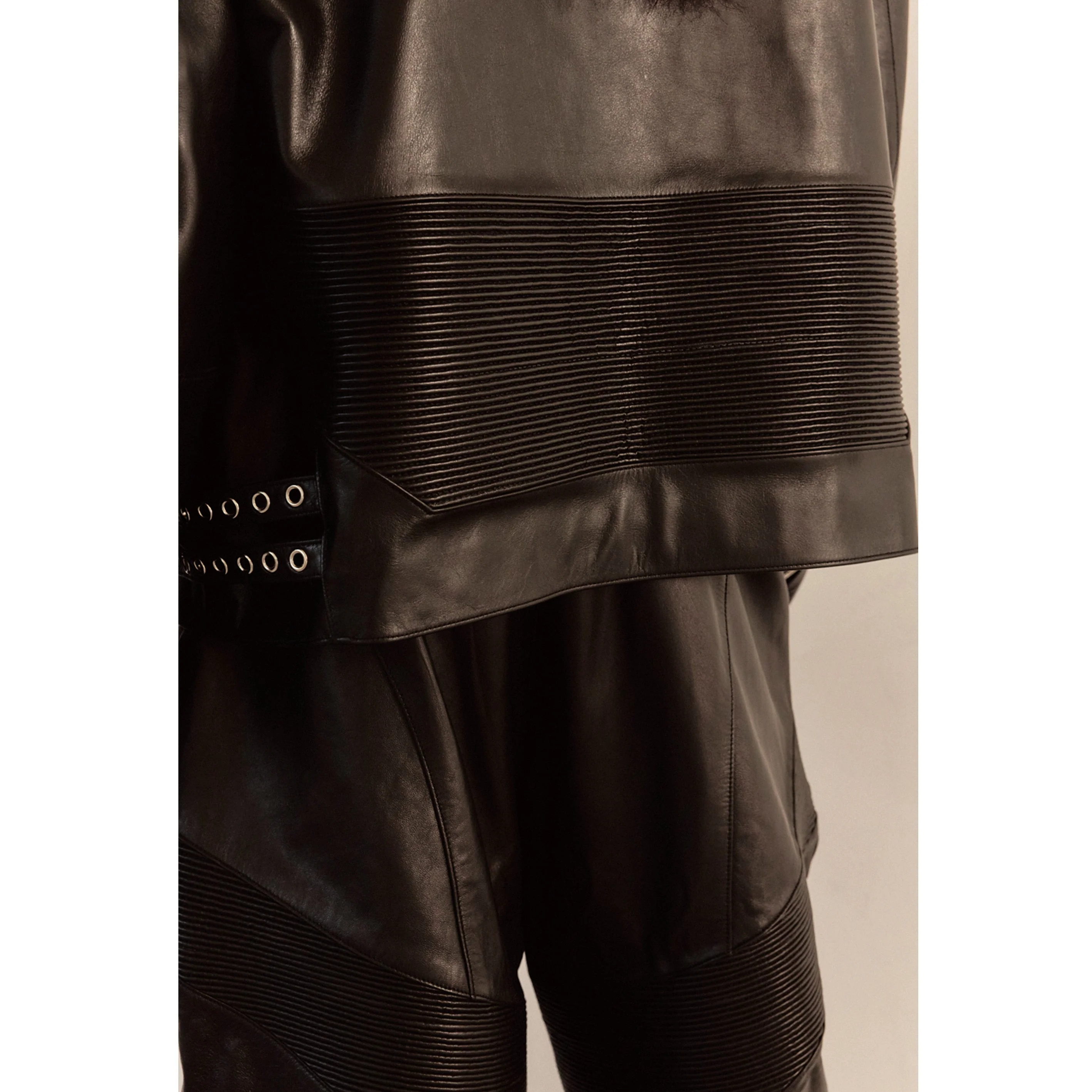 WIDE LEATHER RIDER JACKET / BLACK - Image 43