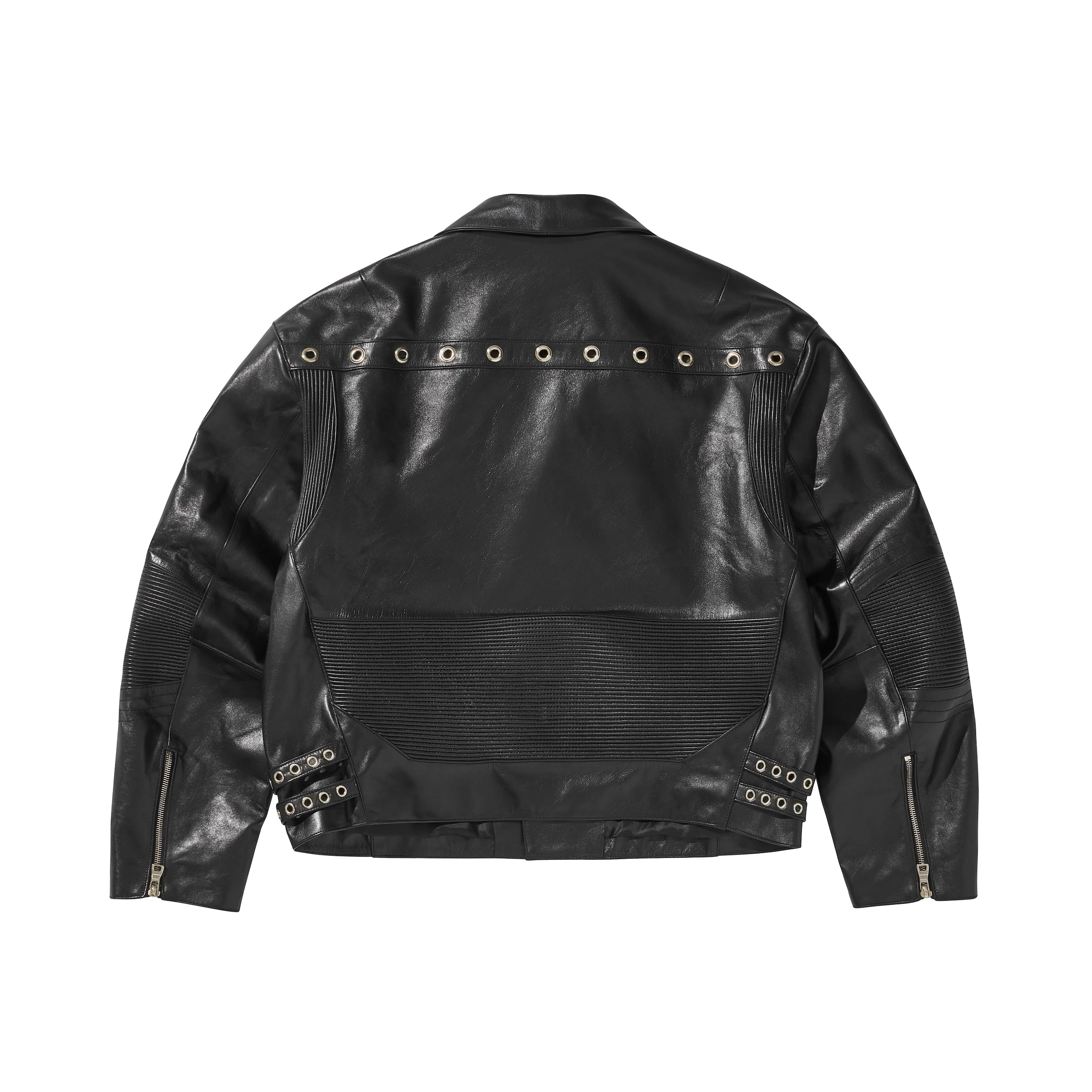 WIDE LEATHER RIDER JACKET / BLACK - Image 50