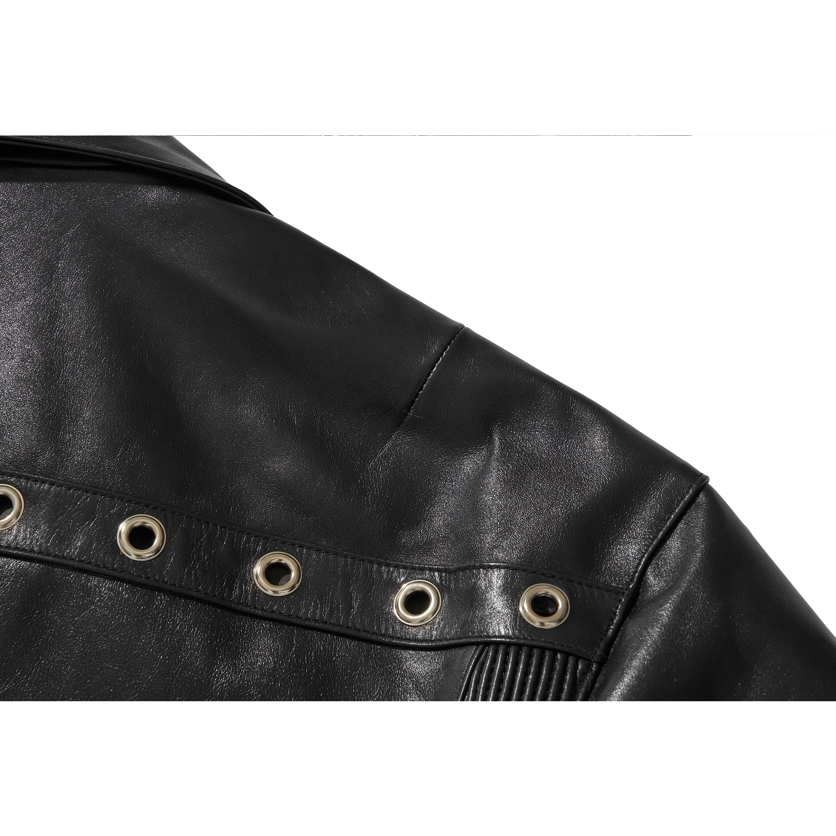 WIDE LEATHER RIDER JACKET / BLACK - Image 53
