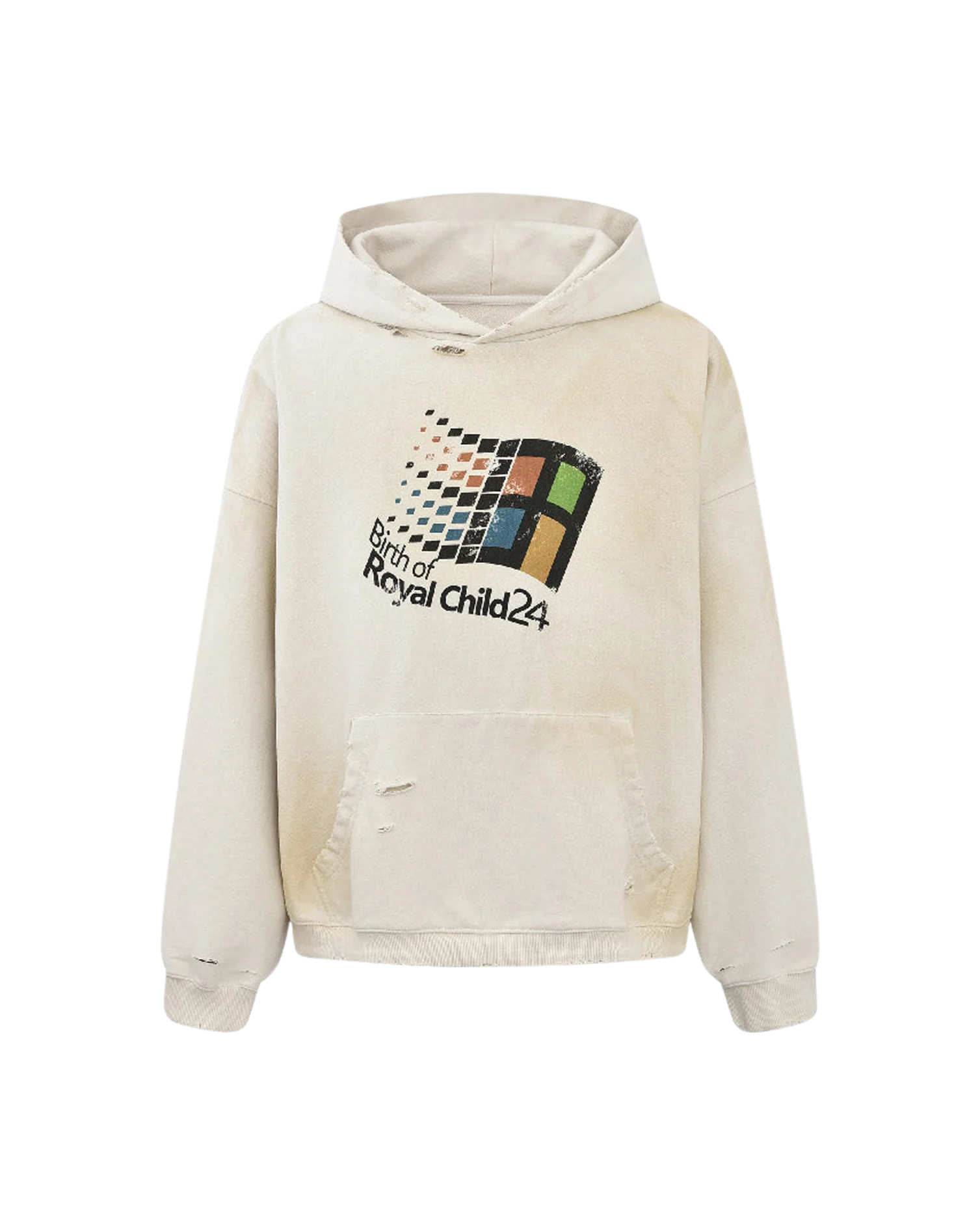 "Windows24" Retro Distressed Hoodie