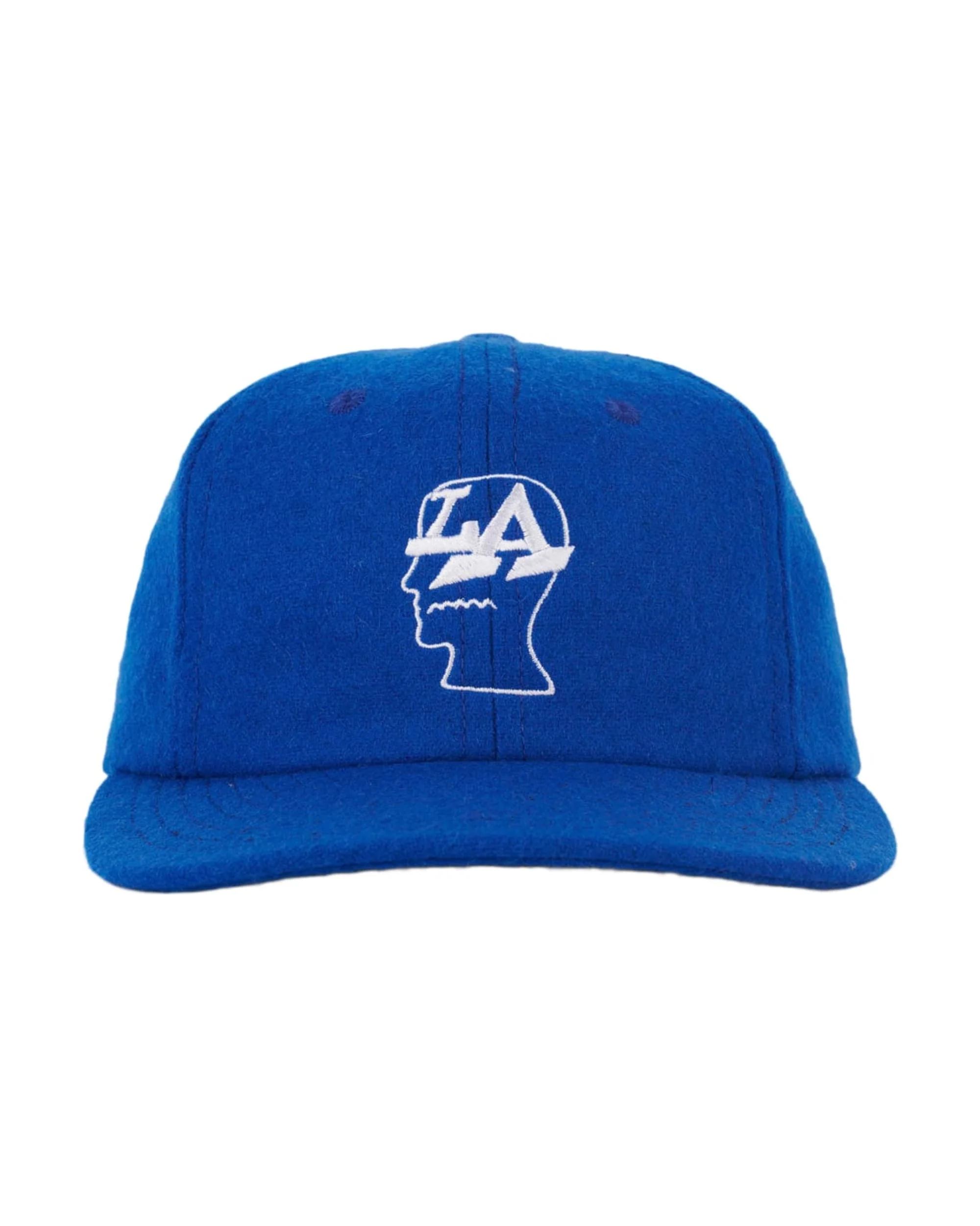 Wool Flannel LA Logo Head 6 Panel Hat - Blue