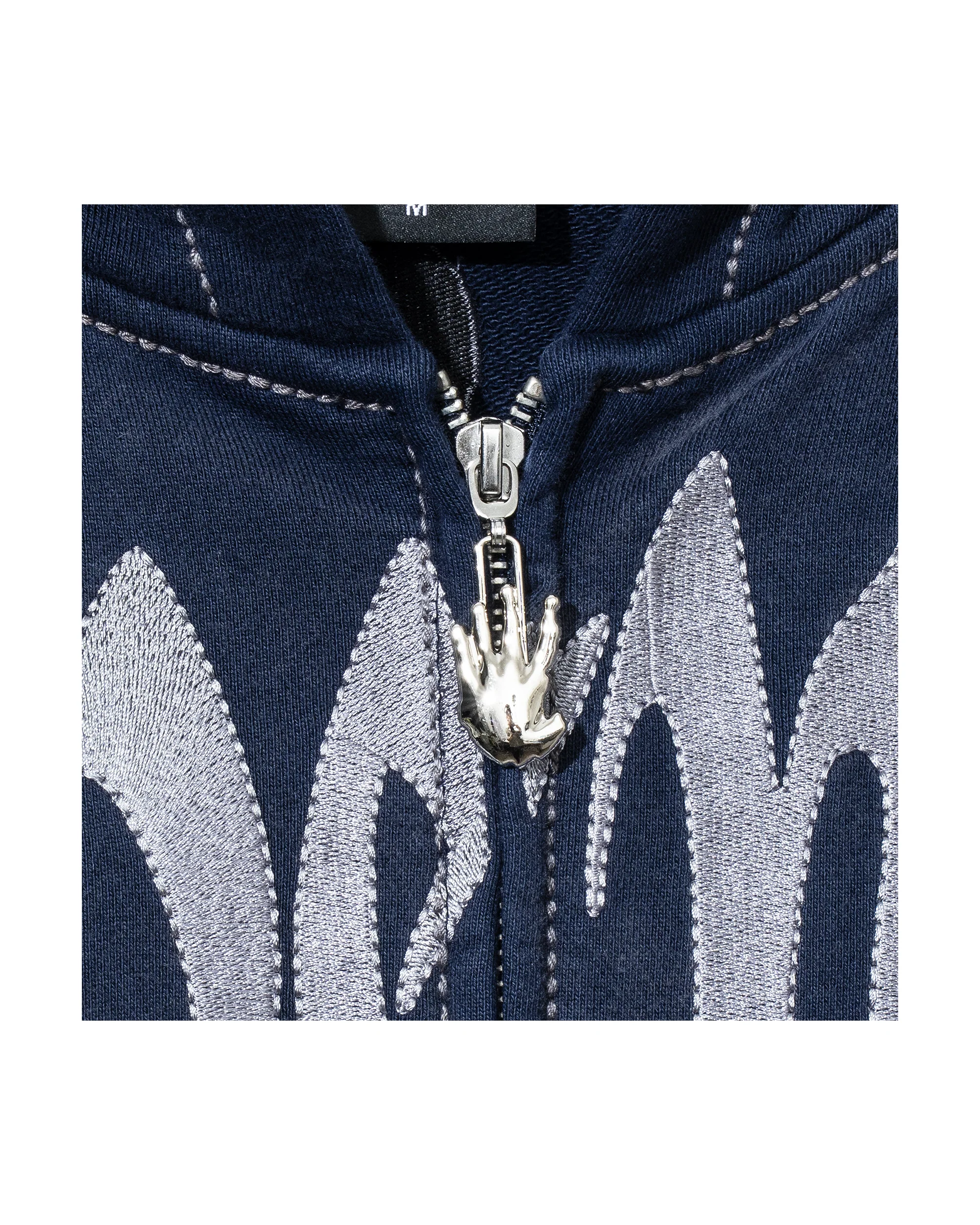 X KILL CONTRAST STITCH ZIP WASHED NAVY/GREY - Image 3