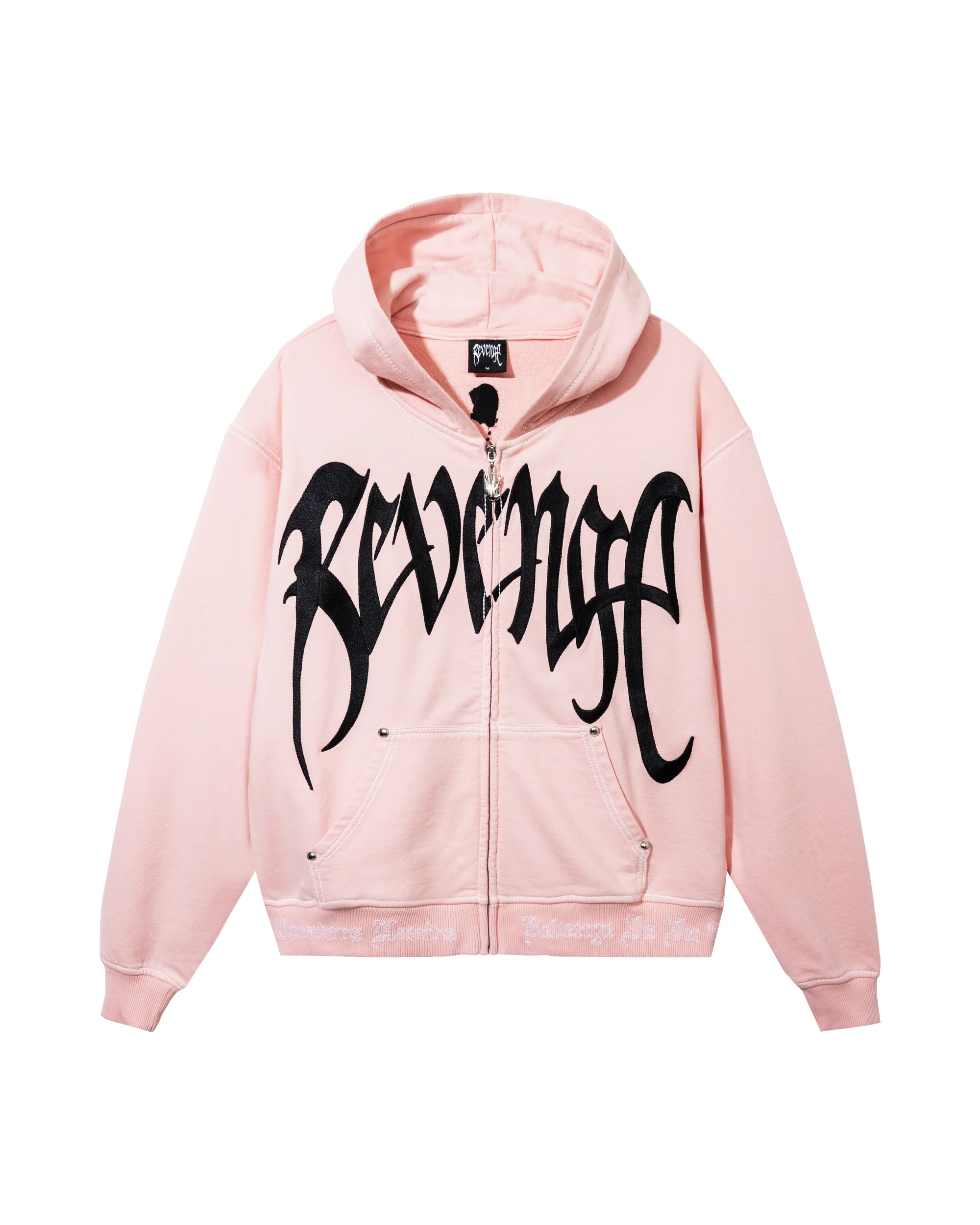 X KILL CONTRAST STITCH ZIP WASHED PINK/BLACK