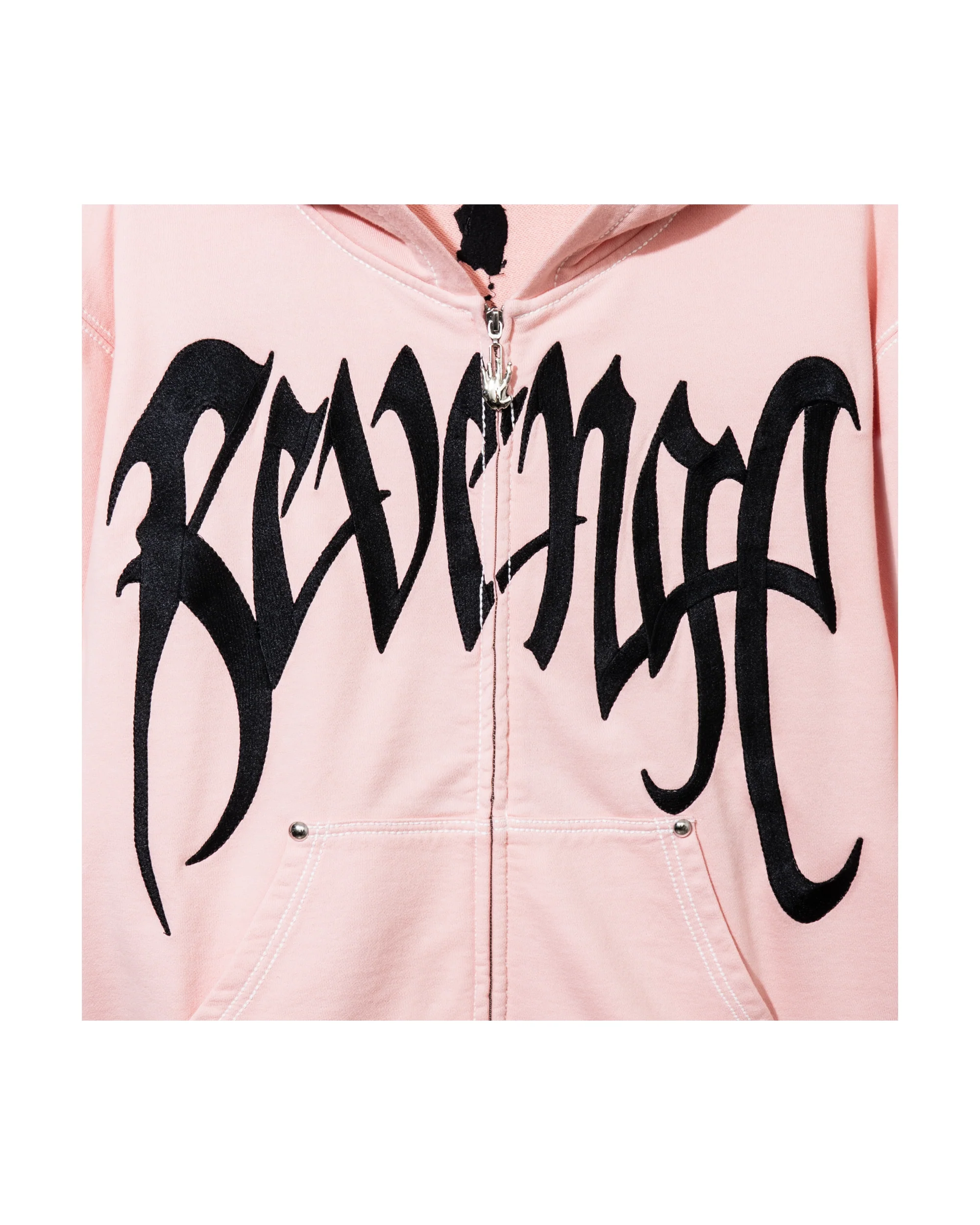 X KILL CONTRAST STITCH ZIP WASHED PINK/BLACK - Image 6