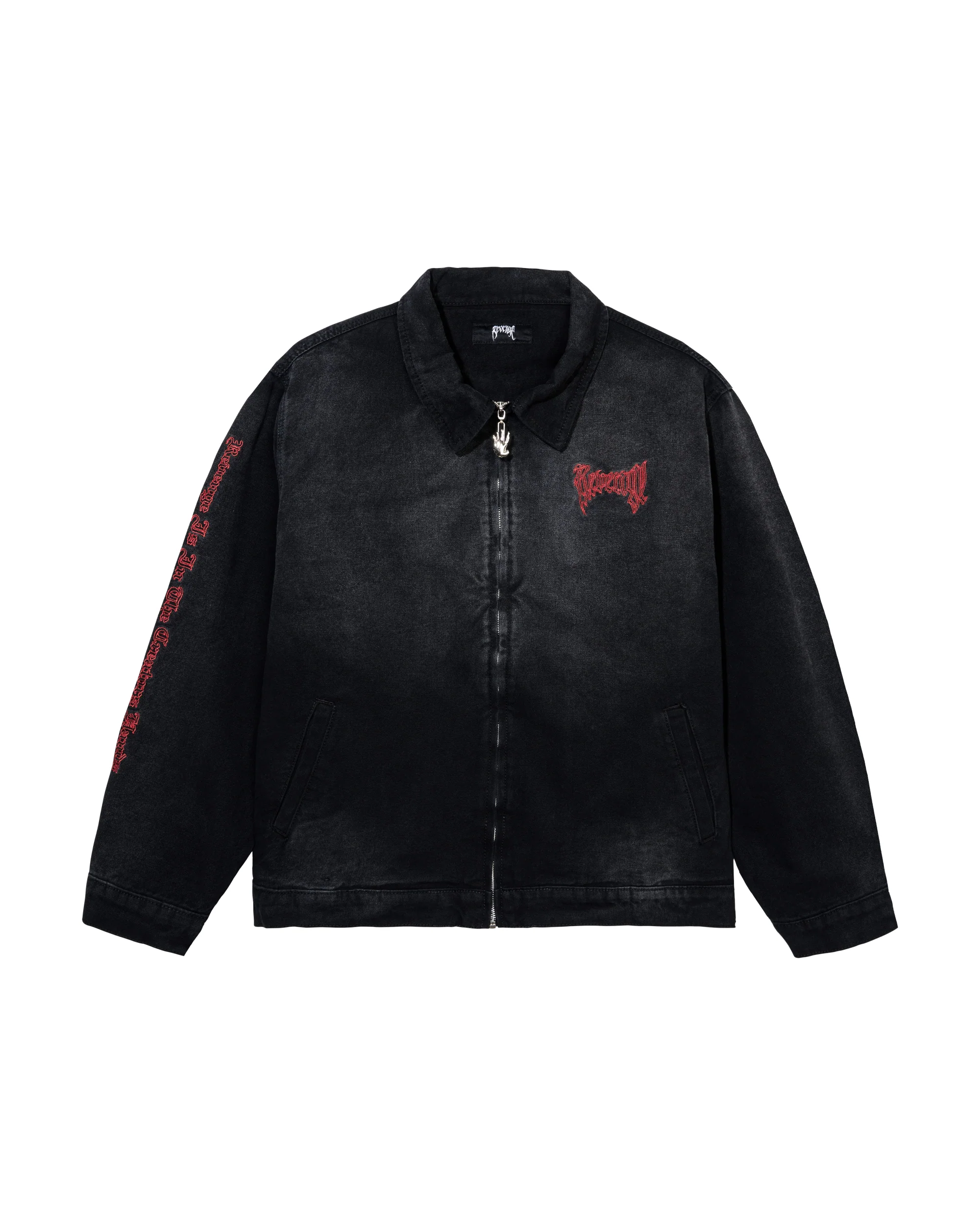 X KILL WORK JACKET WASHED BLACK/RED
