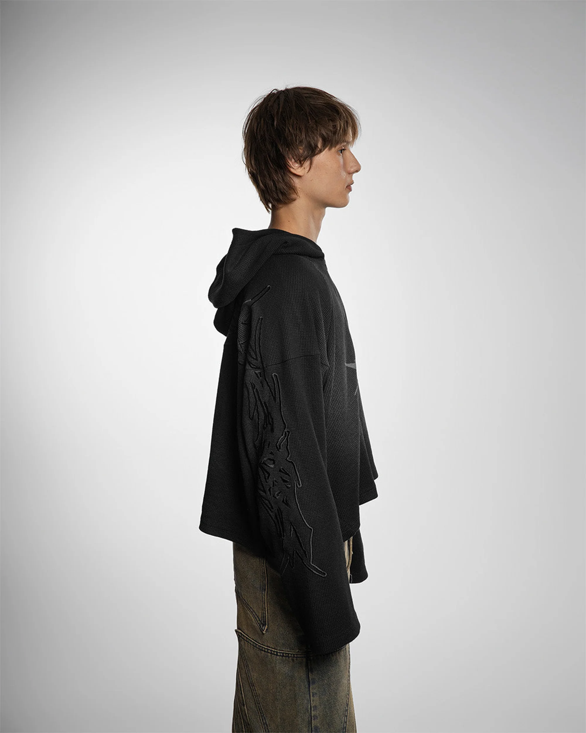 X-RAY THERMAL KNIT HOODIE V2 ( SHADOW BLACK ) - Image 5