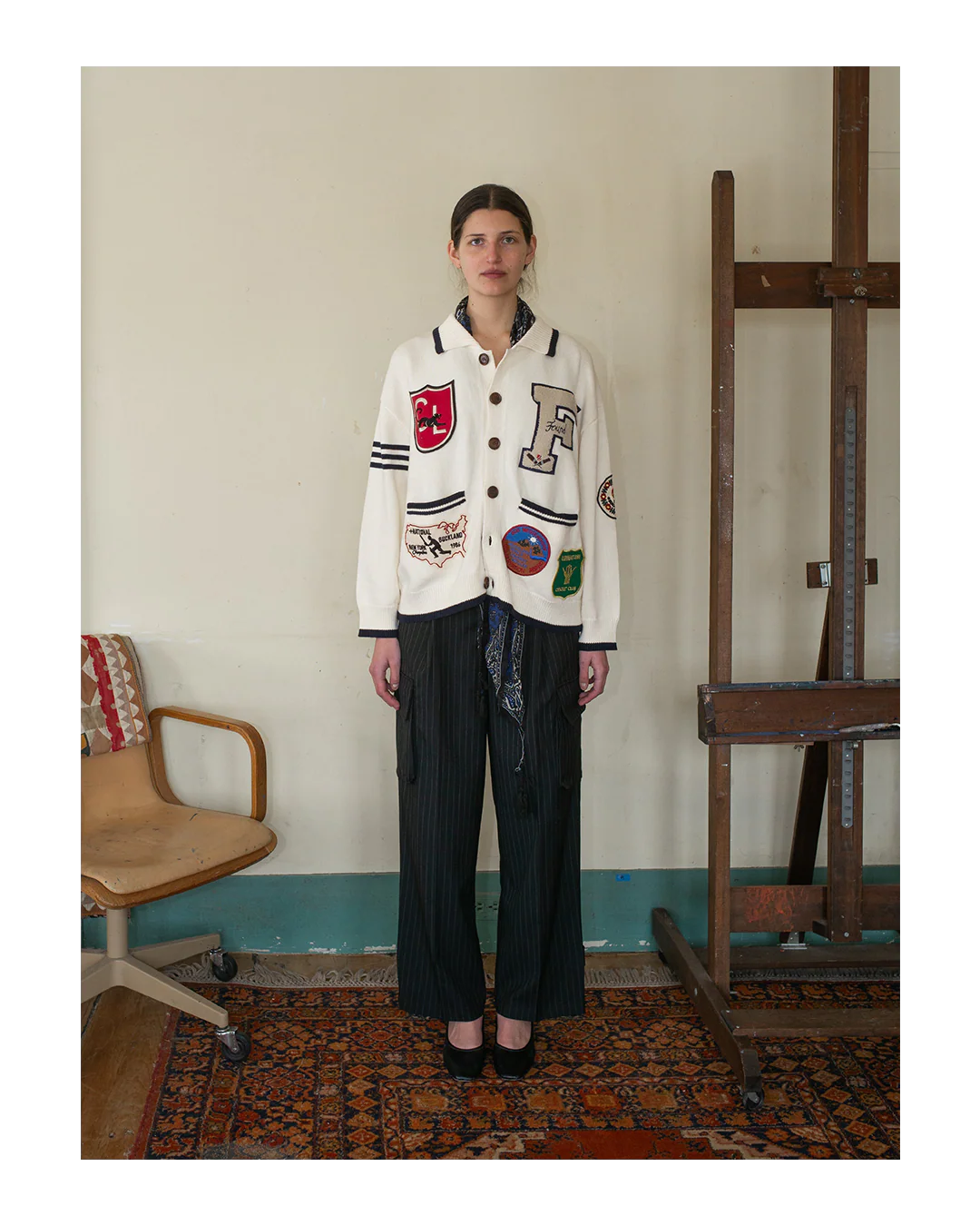 York Varsity Patch Collared Cardigan - Image 9