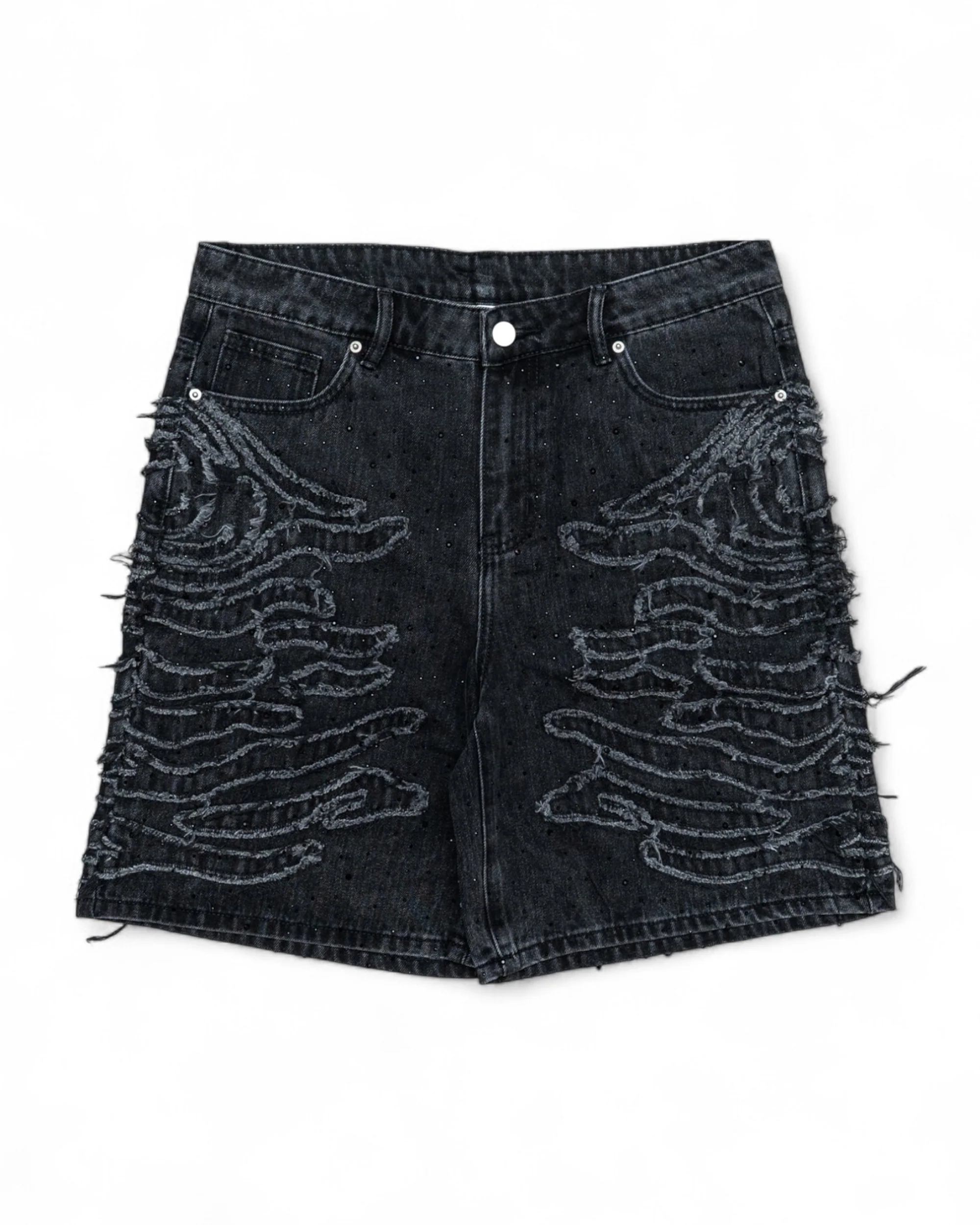 Zebra Denim Shorts - Washed Black