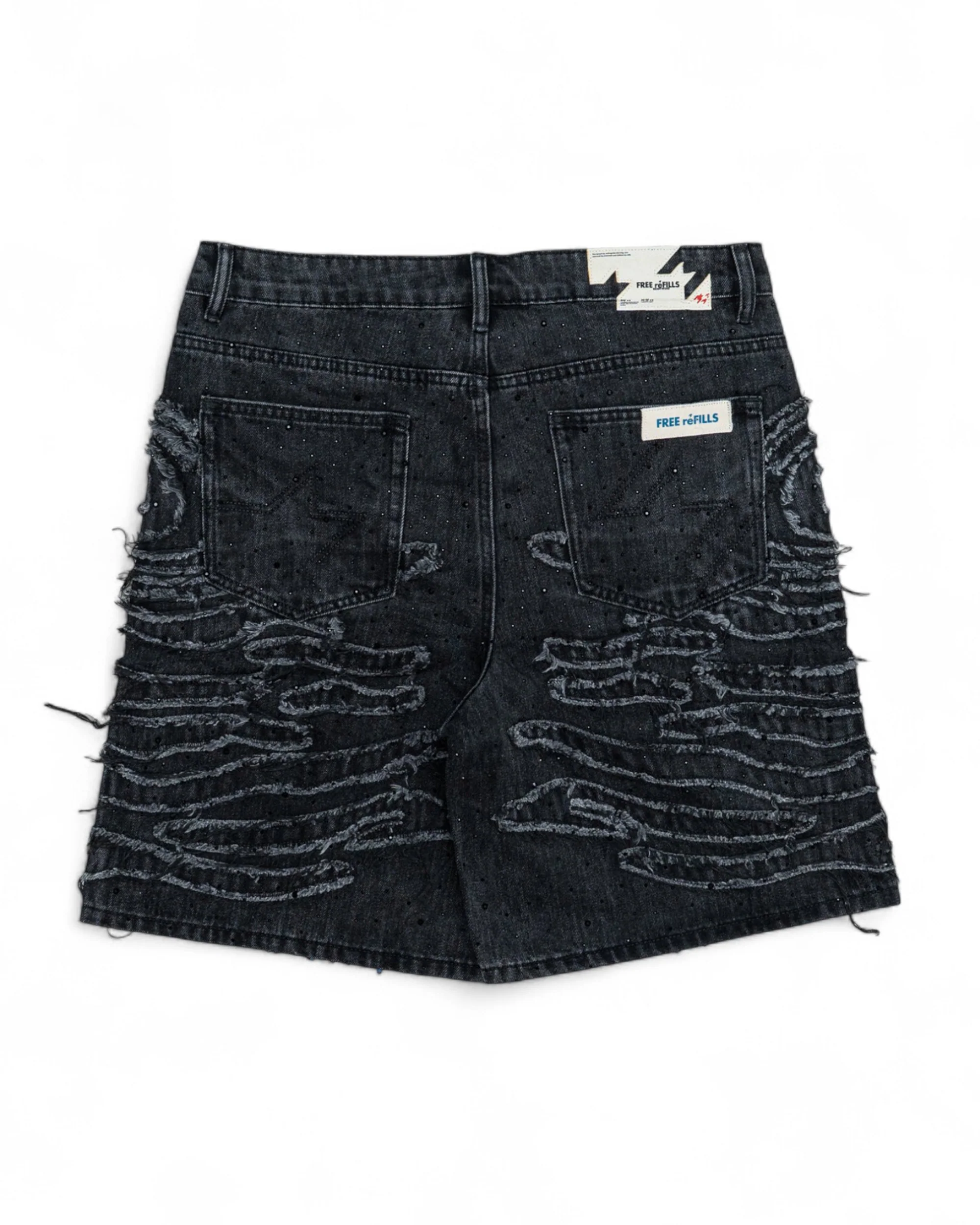 Zebra Denim Shorts - Washed Black - Image 2