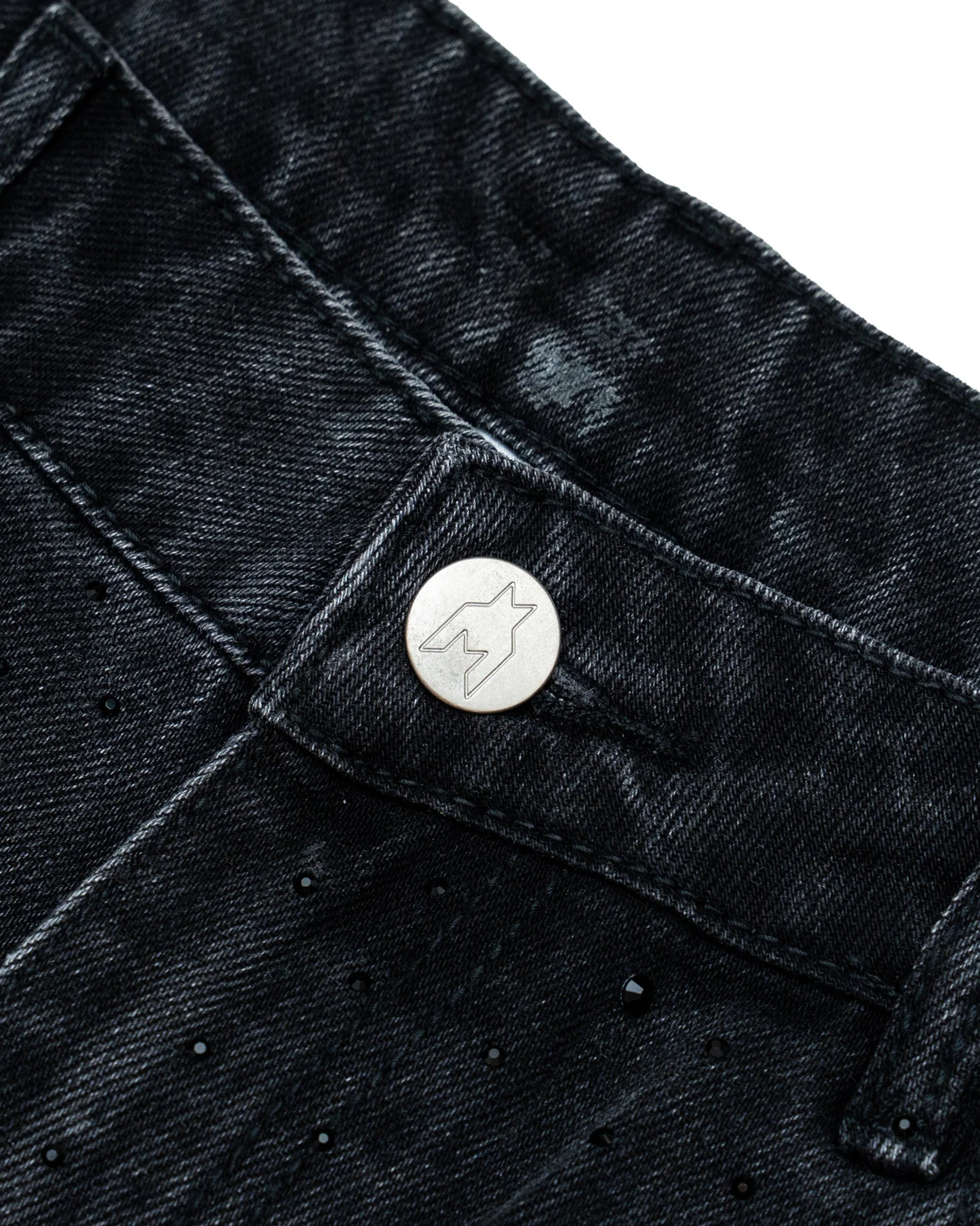 Zebra Denim Shorts - Washed Black - Image 3