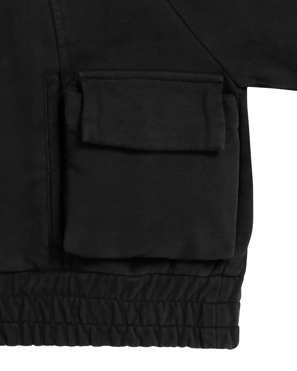 Zip Up Cargo Hoodie- BLACK - Image 4